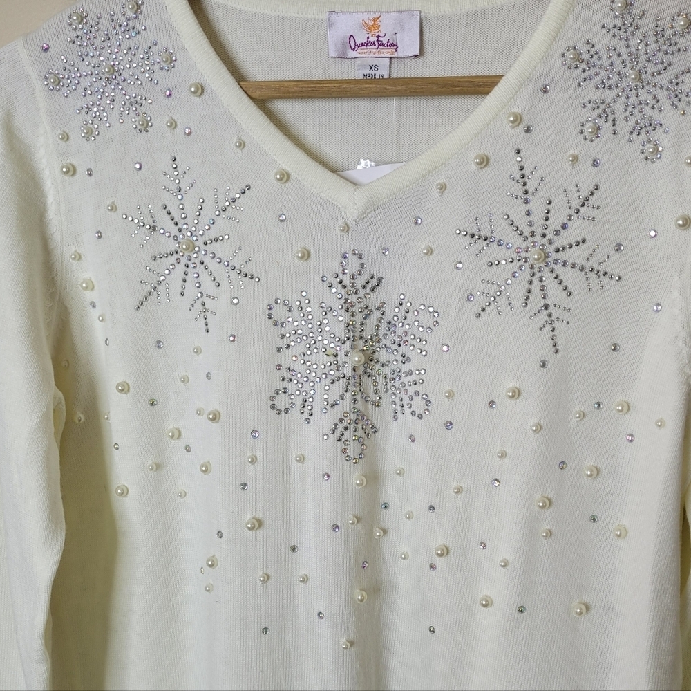 Quacker Factory Snowflake Sweater Size XS NWT - Picture 2 of 9